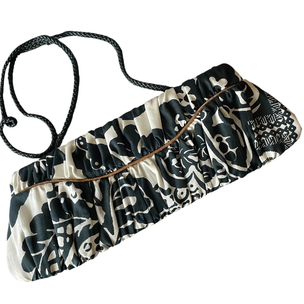 Abaete Payless Boho Chic Clutch Bag Black White shoulder Bag with Braided‎ Strap